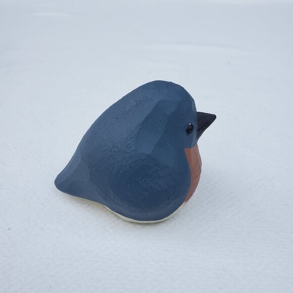 Wooden Carved Bird Figurine Sculpture Blue Brown Home Decorative - Picture 3 of 7